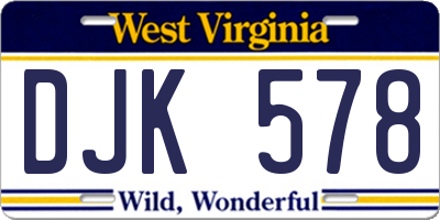 WV license plate DJK578