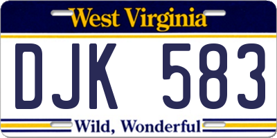 WV license plate DJK583