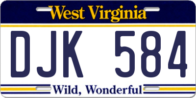 WV license plate DJK584