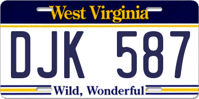 WV license plate DJK587