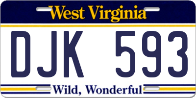 WV license plate DJK593