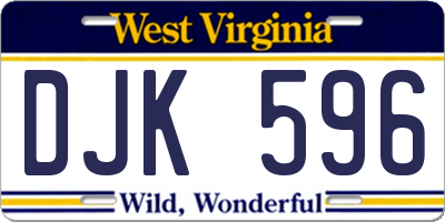 WV license plate DJK596