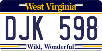 WV license plate DJK598