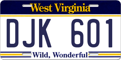 WV license plate DJK601