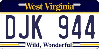 WV license plate DJK944