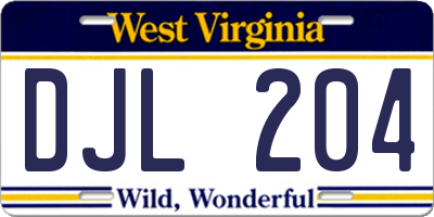 WV license plate DJL204