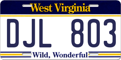 WV license plate DJL803