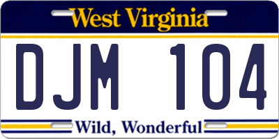 WV license plate DJM104