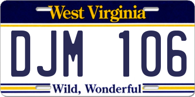 WV license plate DJM106