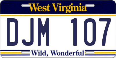 WV license plate DJM107