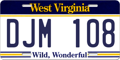 WV license plate DJM108