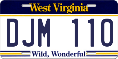 WV license plate DJM110
