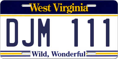 WV license plate DJM111