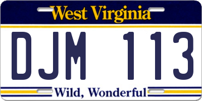 WV license plate DJM113