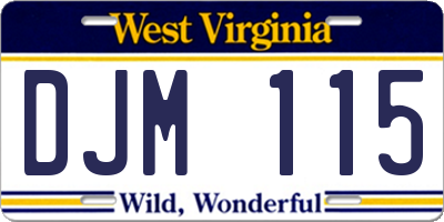 WV license plate DJM115
