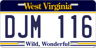 WV license plate DJM116