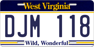 WV license plate DJM118