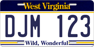 WV license plate DJM123