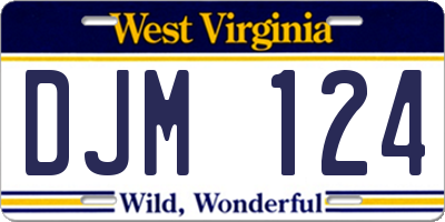 WV license plate DJM124