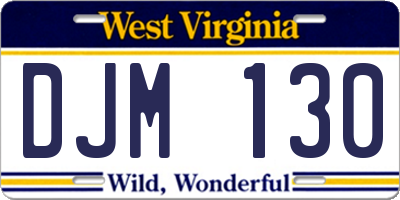 WV license plate DJM130