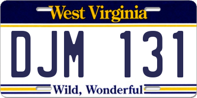 WV license plate DJM131
