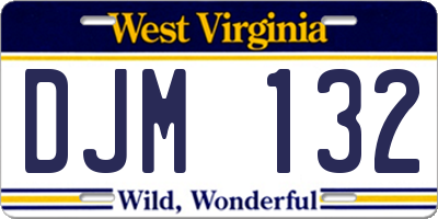 WV license plate DJM132