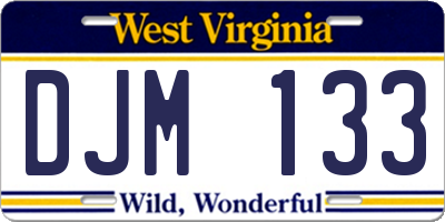 WV license plate DJM133