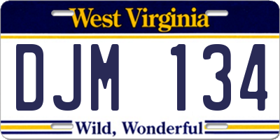 WV license plate DJM134