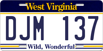 WV license plate DJM137