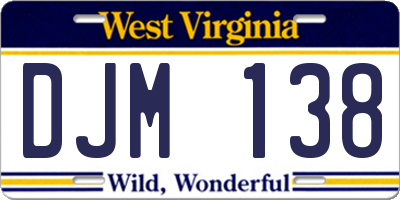 WV license plate DJM138