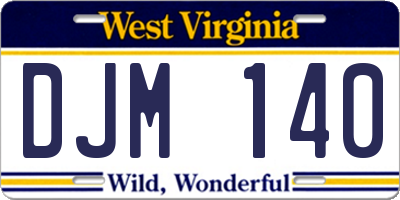WV license plate DJM140