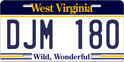 WV license plate DJM180