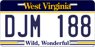 WV license plate DJM188