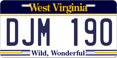 WV license plate DJM190