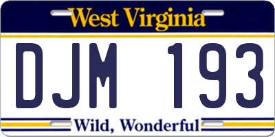 WV license plate DJM193