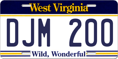 WV license plate DJM200