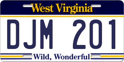 WV license plate DJM201