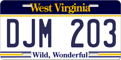 WV license plate DJM203