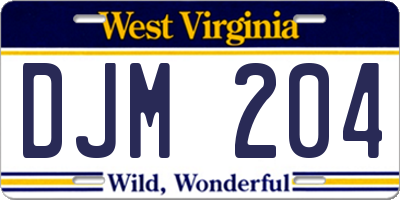 WV license plate DJM204