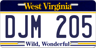 WV license plate DJM205