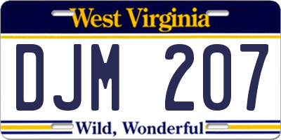 WV license plate DJM207