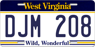 WV license plate DJM208