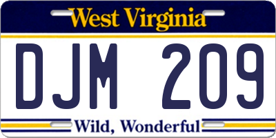 WV license plate DJM209
