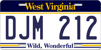WV license plate DJM212