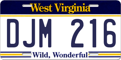 WV license plate DJM216