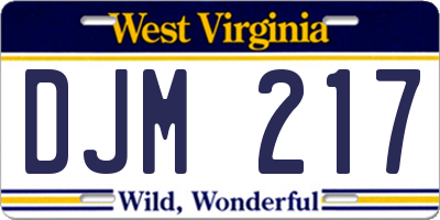 WV license plate DJM217