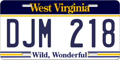 WV license plate DJM218