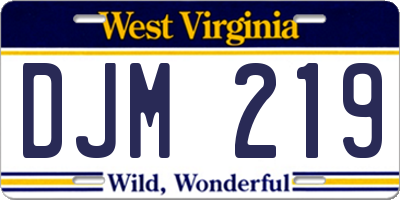 WV license plate DJM219