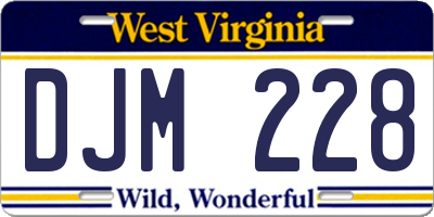 WV license plate DJM228