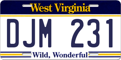 WV license plate DJM231